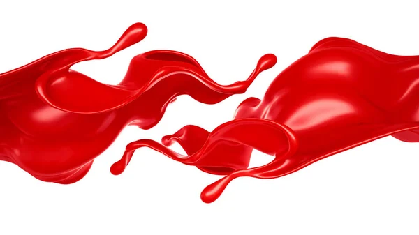 Spruzzo Isolato Liquido Rosso Fondo Bianco — Foto Stock