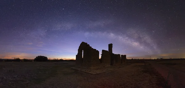 Panoramic milky way at Fort Griffin, Texas — Stock Photo, Image