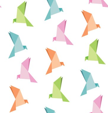 kuş, origami, sorunsuz arka plan kağıt katlama vektör