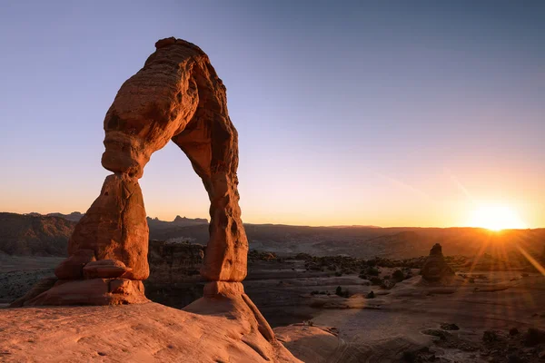 Delicate arch at sunset moment — Stock Photo, Image