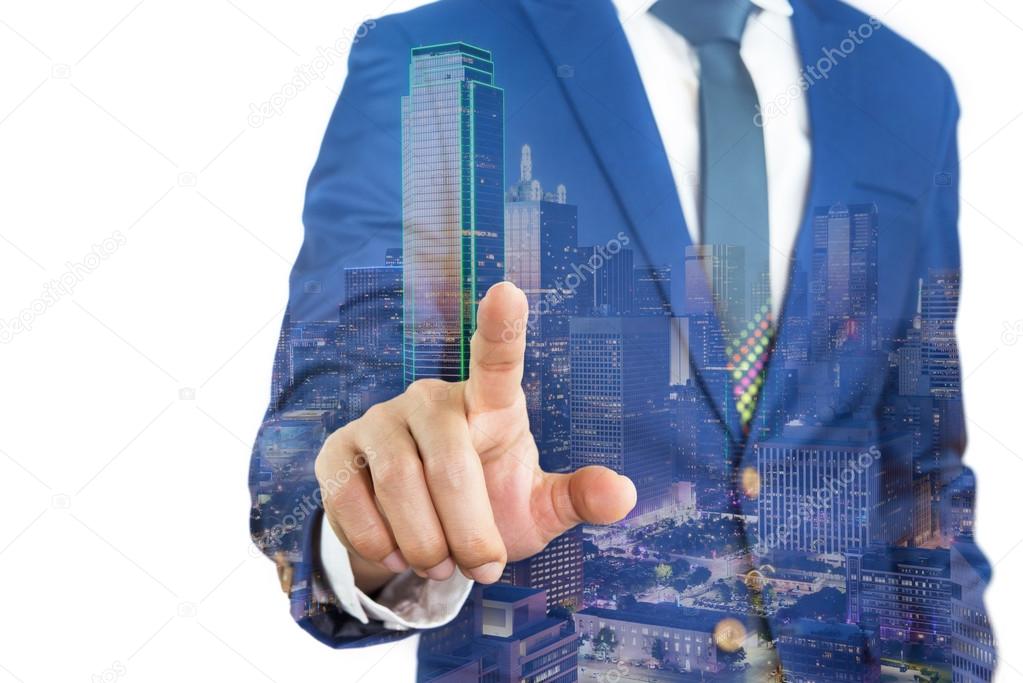 businessman  pointing index finger