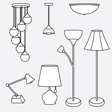 vektör lamba koleksiyonu ışık türleri