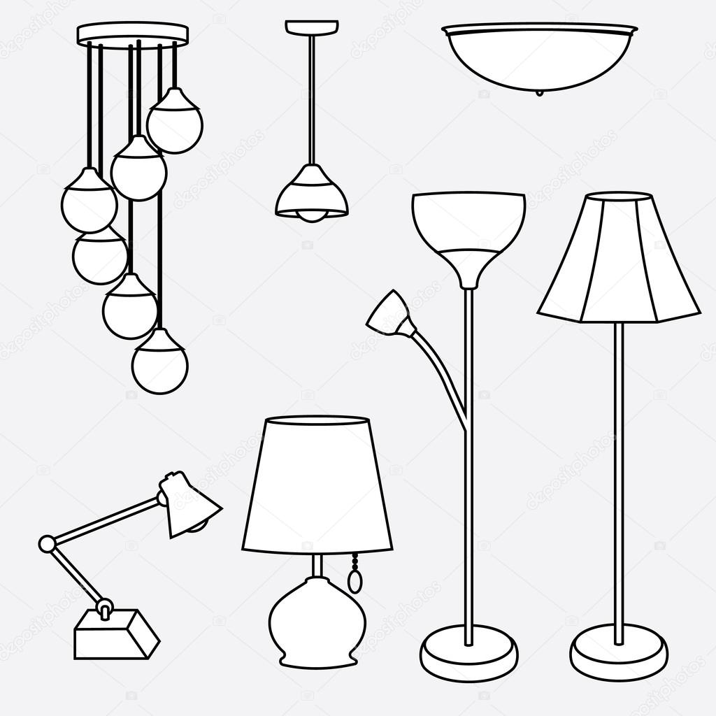 vector van lamp collectie, soorten verlichting — Stockvector ... vector van lamp collectie, soorten verlichting — Stockvector ...