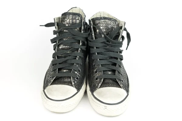 Negro vintage zapatos de piel de cocodrilo, botas —  Fotos de Stock
