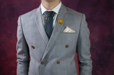 grey suit plaid texture, double breasted clipart