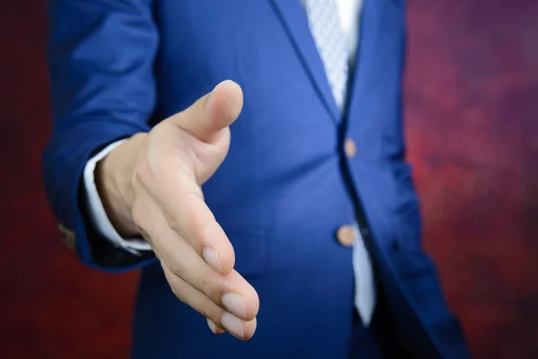 Business man reaching hand, shake hands, deal agreement — стоковое фото