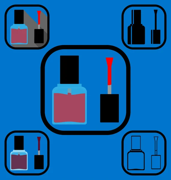 Juego de iconos de esmalte de uñas — Vector de stock