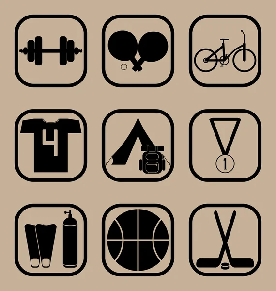 Juego de iconos de equipamiento deportivo — Vector de stock