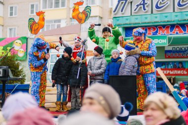 VICHUGA, RUSSIA - 12 Mart 2016: Rusya 'nın Maslenitsa Slav bayramının kutlanması