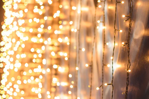 Christmas garland, guld bokeh — Stockfoto