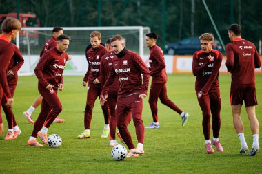 Kacper Kozlowski seen during Official press conference and  training of Polish National team before game against New Zealand (Maciej Rogowski/Ball Raw Images)