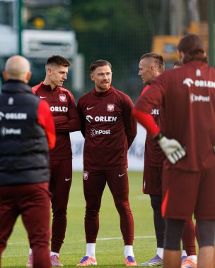 Krzysztof Piatek, Matty Cash and Lukasz Skorupski seen during Official press conference and  training of Polish National team before game against New Zealand (Maciej Rogowski/Ball Raw Images)