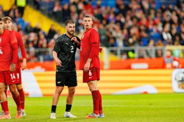 Tim Payne and Jakub Piotrowski seen  during International friendly game between national teams of Poland and  New Zealand (Maciej Rogowski/Ball Raw Images)