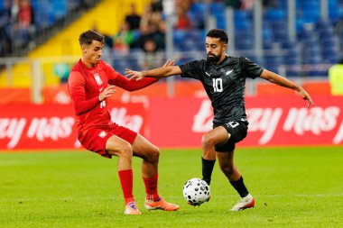 Jakub Kiwior and Sarpreet Singh seen  during International friendly game between national teams of Poland and  New Zealand (Maciej Rogowski/Ball Raw Images)