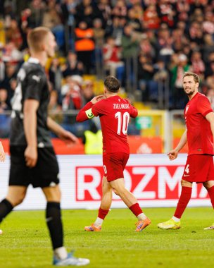 Piotr Zielinski seen  celebrating after scoring goal during International friendly game between national teams of Poland and  New Zealand (Maciej Rogowski/Ball Raw Images)