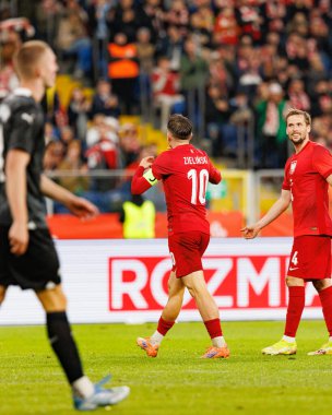 Piotr Zielinski seen  celebrating after scoring goal during International friendly game between national teams of Poland and  New Zealand (Maciej Rogowski/Ball Raw Images)