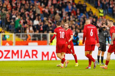 Piotr Zielinski seen  celebrating after scoring goal during International friendly game between national teams of Poland and  New Zealand (Maciej Rogowski/Ball Raw Images)