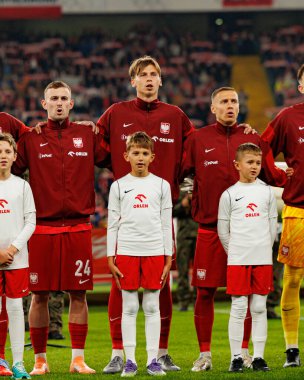 Kacper Kozlowski, Jan Ziolkowski and Przemyslaw Frankowski seen  during International friendly game between national teams of Poland and  New Zealand (Maciej Rogowski/Ball Raw Images)