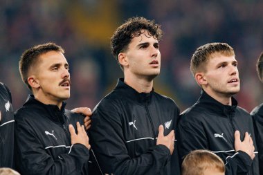 Ryan Thomas, Matthew Garbett and Callum McCowatt   seen  during International friendly game between national teams of Poland and  New Zealand (Maciej Rogowski/Ball Raw Images)