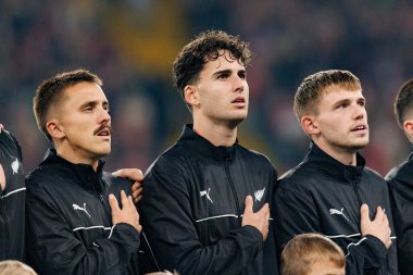 Ryan Thomas, Matthew Garbett and Callum McCowatt   seen  during International friendly game between national teams of Poland and  New Zealand (Maciej Rogowski/Ball Raw Images)
