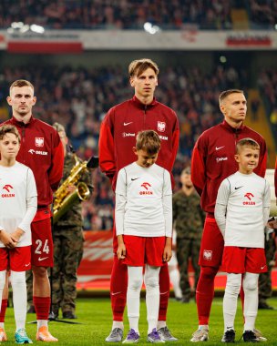 Kacper Kozlowski, Jan Ziolkowski and Przemyslaw Frankowski seen  during International friendly game between national teams of Poland and  New Zealand (Maciej Rogowski/Ball Raw Images)