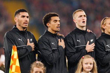 Michael Boxall, Alex Paulsen  and Finn Surman seen  during International friendly game between national teams of Poland and  New Zealand (Maciej Rogowski/Ball Raw Images)