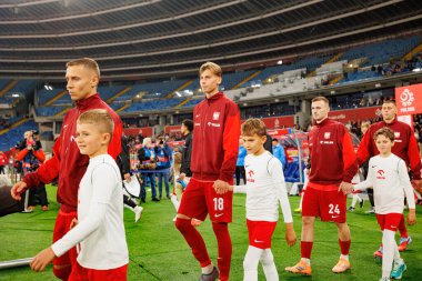 Przemyslaw Frankowski, Jan Ziolkowski and Kacper Kozlowski seen  during International friendly game between national teams of Poland and  New Zealand (Maciej Rogowski/Ball Raw Images)