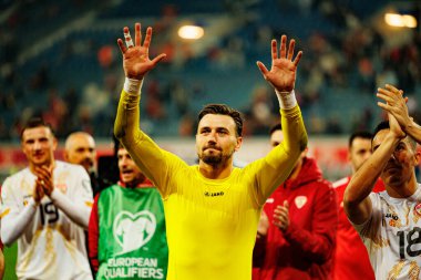 Dünya Kupası 2026 Avrupa ön eleme maçında Belçika ve Kuzey Makedonya milli takımları arasında görülen Dimitrievski 'yi çaldı (Maciej Rogowski / Ball Raw Images)