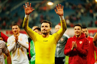 Dünya Kupası 2026 Avrupa ön eleme maçında Belçika ve Kuzey Makedonya milli takımları arasında görülen Dimitrievski 'yi çaldı (Maciej Rogowski / Ball Raw Images)