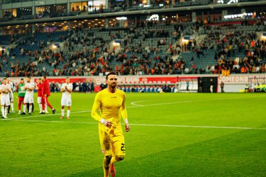 Dünya Kupası 2026 Avrupa ön eleme maçında Belçika ve Kuzey Makedonya milli takımları arasında görülen Dimitrievski 'yi çaldı (Maciej Rogowski / Ball Raw Images)