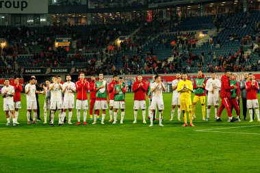 Kuzey Makedonya 'nın oyuncuları, Belçika ve Kuzey Makedonya milli takımları arasında oynanan 2026 Dünya Kupası ön eleme maçında görüldü (Maciej Rogowski / Ball Raw Images)