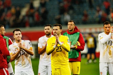 Dünya Kupası 2026 Avrupa ön eleme maçında Belçika ve Kuzey Makedonya milli takımları arasında görülen Dimitrievski 'yi çaldı (Maciej Rogowski / Ball Raw Images)