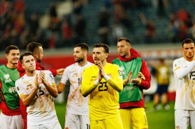 Dünya Kupası 2026 Avrupa ön eleme maçında Belçika ve Kuzey Makedonya milli takımları arasında görülen Dimitrievski 'yi çaldı (Maciej Rogowski / Ball Raw Images)