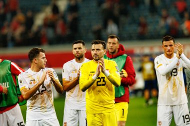 Dünya Kupası 2026 Avrupa ön eleme maçında Belçika ve Kuzey Makedonya milli takımları arasında görülen Dimitrievski 'yi çaldı (Maciej Rogowski / Ball Raw Images)