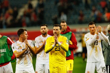 Dünya Kupası 2026 Avrupa ön eleme maçında Belçika ve Kuzey Makedonya milli takımları arasında görülen Dimitrievski 'yi çaldı (Maciej Rogowski / Ball Raw Images)