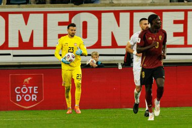 Dünya Kupası 2026 Avrupa ön eleme maçında Belçika ve Kuzey Makedonya milli takımları arasında görülen Dimitrievski 'yi çaldı (Maciej Rogowski / Ball Raw Images)