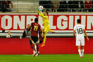 Dünya Kupası 2026 Avrupa ön eleme maçında Belçika ve Kuzey Makedonya milli takımları arasında görülen Dimitrievski 'yi çaldı (Maciej Rogowski / Ball Raw Images)