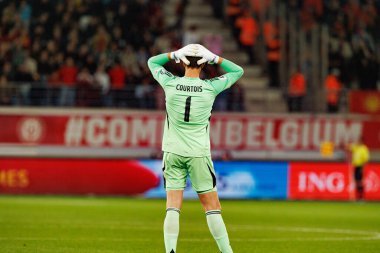 Thibaut Courtois, Belçika ve Kuzey Makedonya milli takımları arasında oynanan 2026 Dünya Kupası ön eleme maçında görüldü (Maciej Rogowski / Ball Raw Images)