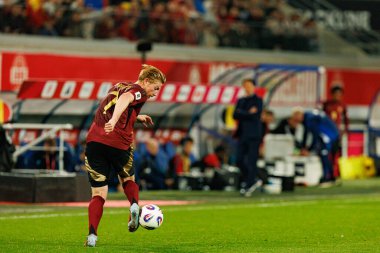 Kevin De Bruyne, 2026 Dünya Kupası Avrupa eleme maçında Belçika ve Kuzey Makedonya milli takımları arasında görüldü (Maciej Rogowski / Ball Raw Images)