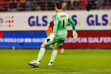 Thibaut Courtois, Belçika ve Kuzey Makedonya milli takımları arasında oynanan 2026 Dünya Kupası ön eleme maçında görüldü (Maciej Rogowski / Ball Raw Images)