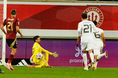 Dünya Kupası 2026 Avrupa ön eleme maçında Belçika ve Kuzey Makedonya milli takımları arasında görülen Dimitrievski 'yi çaldı (Maciej Rogowski / Ball Raw Images)