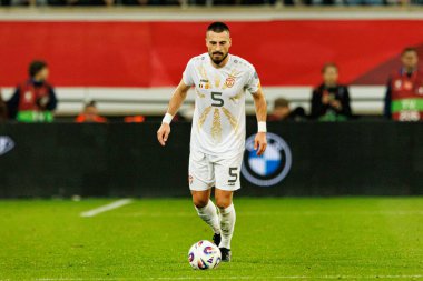 Dünya Kupası 2026 Avrupa ön eleme maçında Belçika ve Kuzey Makedonya milli takımları arasında görülen Gjoko Zajkov (Maciej Rogowski / Ball Raw Images)