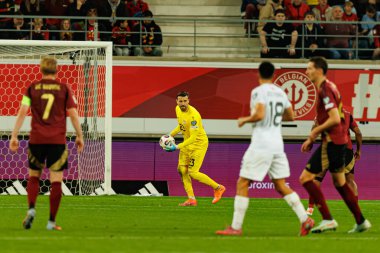 Dünya Kupası 2026 Avrupa ön eleme maçında Belçika ve Kuzey Makedonya milli takımları arasında görülen Dimitrievski 'yi çaldı (Maciej Rogowski / Ball Raw Images)