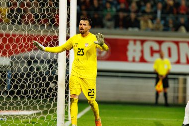 Dünya Kupası 2026 Avrupa ön eleme maçında Belçika ve Kuzey Makedonya milli takımları arasında görülen Dimitrievski 'yi çaldı (Maciej Rogowski / Ball Raw Images)