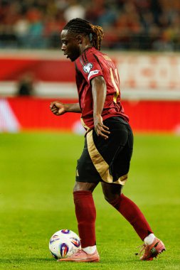 Jeremy Doku, Belçika ve Kuzey Makedonya milli takımları arasında oynanan 2026 Dünya Kupası ön eleme maçında görüldü (Maciej Rogowski / Ball Raw Images)