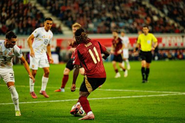 Jeremy Doku, Belçika ve Kuzey Makedonya milli takımları arasında oynanan 2026 Dünya Kupası ön eleme maçında görüldü (Maciej Rogowski / Ball Raw Images)