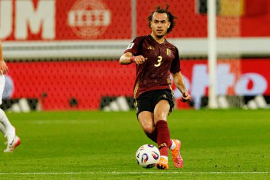 Arthur Theate, Belçika ve Kuzey Makedonya milli takımları arasında oynanan 2026 Dünya Kupası ön eleme maçında görüldü (Maciej Rogowski / Ball Raw Images)