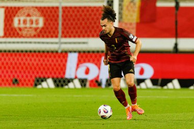 Arthur Theate, Belçika ve Kuzey Makedonya milli takımları arasında oynanan 2026 Dünya Kupası ön eleme maçında görüldü (Maciej Rogowski / Ball Raw Images)