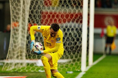 Dünya Kupası 2026 Avrupa ön eleme maçında Belçika ve Kuzey Makedonya milli takımları arasında görülen Dimitrievski 'yi çaldı (Maciej Rogowski / Ball Raw Images)