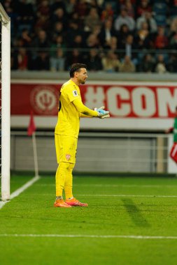 Dünya Kupası 2026 Avrupa ön eleme maçında Belçika ve Kuzey Makedonya milli takımları arasında görülen Dimitrievski 'yi çaldı (Maciej Rogowski / Ball Raw Images)